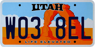 UT license plate W038EL
