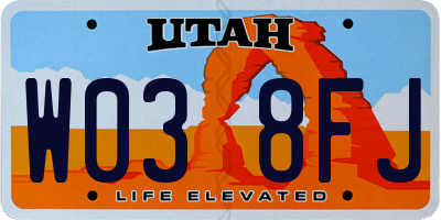 UT license plate W038FJ