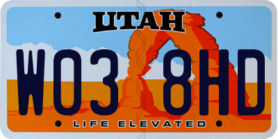 UT license plate W038HD