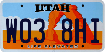 UT license plate W038HI