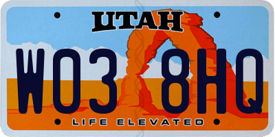 UT license plate W038HQ
