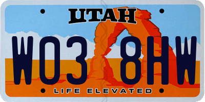 UT license plate W038HW