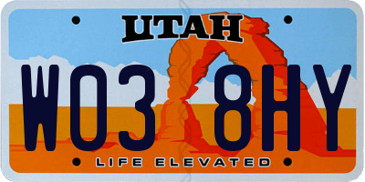 UT license plate W038HY