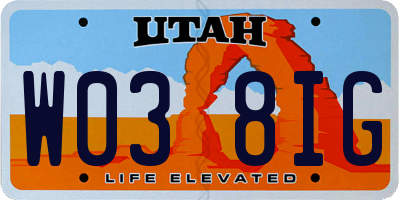 UT license plate W038IG