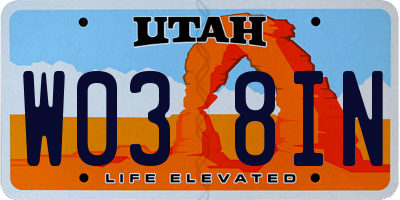 UT license plate W038IN