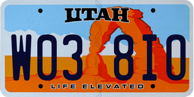 UT license plate W038IO