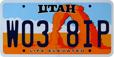 UT license plate W038IP