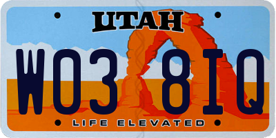 UT license plate W038IQ