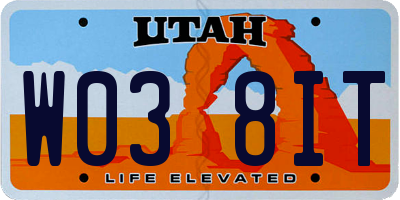 UT license plate W038IT