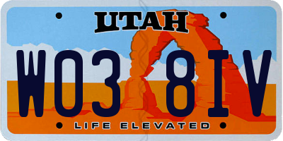 UT license plate W038IV
