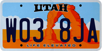 UT license plate W038JA