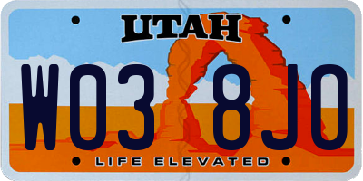 UT license plate W038JO