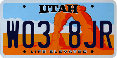 UT license plate W038JR