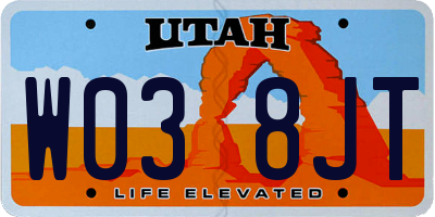 UT license plate W038JT