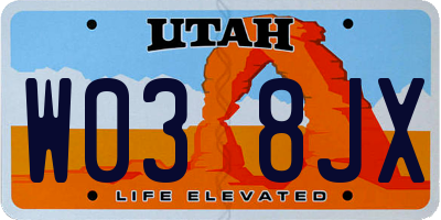 UT license plate W038JX