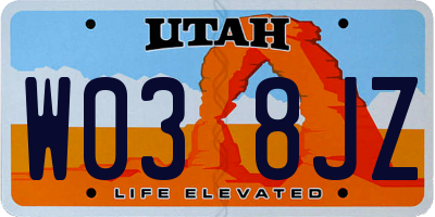 UT license plate W038JZ