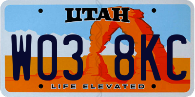 UT license plate W038KC