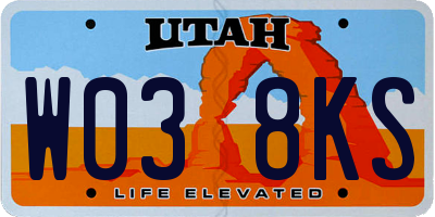 UT license plate W038KS