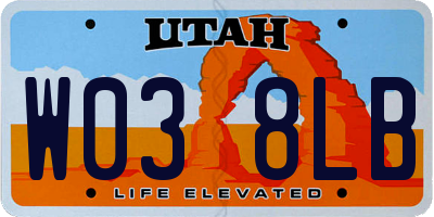UT license plate W038LB