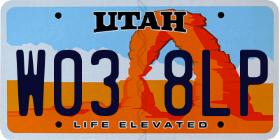 UT license plate W038LP