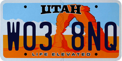 UT license plate W038NQ