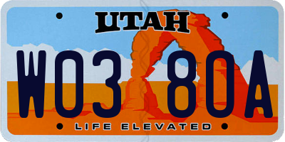 UT license plate W038OA
