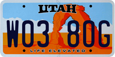 UT license plate W038OG