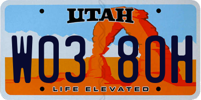 UT license plate W038OH
