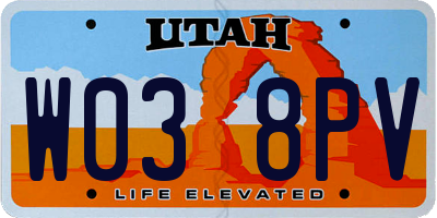 UT license plate W038PV