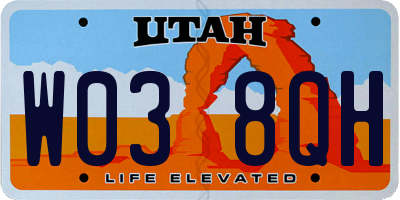 UT license plate W038QH