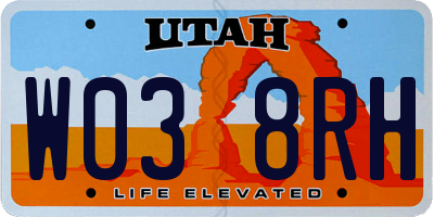 UT license plate W038RH