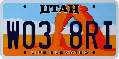 UT license plate W038RI
