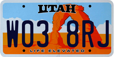 UT license plate W038RJ