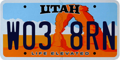 UT license plate W038RN