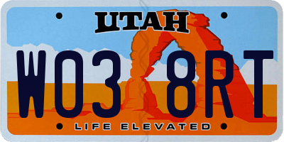 UT license plate W038RT