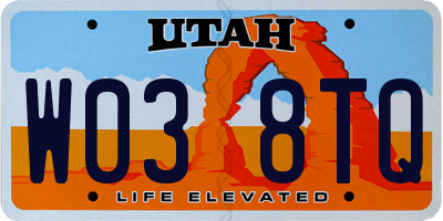 UT license plate W038TQ