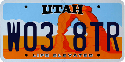 UT license plate W038TR