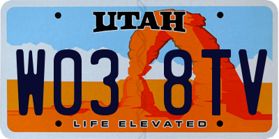 UT license plate W038TV