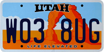 UT license plate W038UG