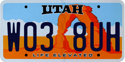 UT license plate W038UH