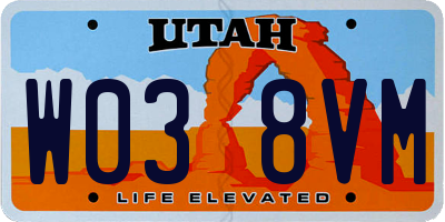 UT license plate W038VM