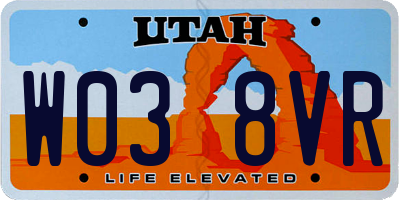 UT license plate W038VR