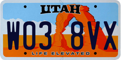 UT license plate W038VX