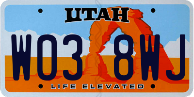 UT license plate W038WJ