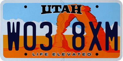 UT license plate W038XM