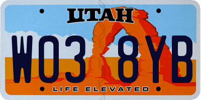 UT license plate W038YB