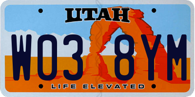 UT license plate W038YM