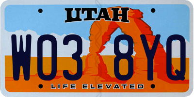 UT license plate W038YQ