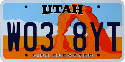 UT license plate W038YT