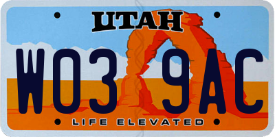 UT license plate W039AC